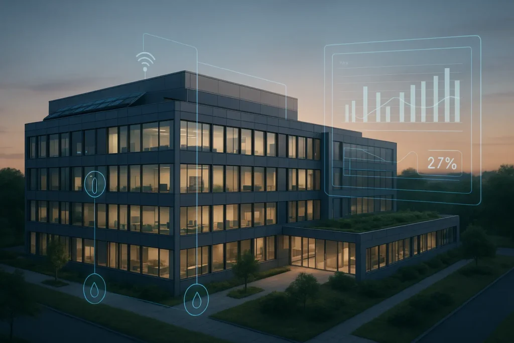 IoT para edificios inteligentes: edificio corporativo con sensores y monitorización de la eficiencia energética
